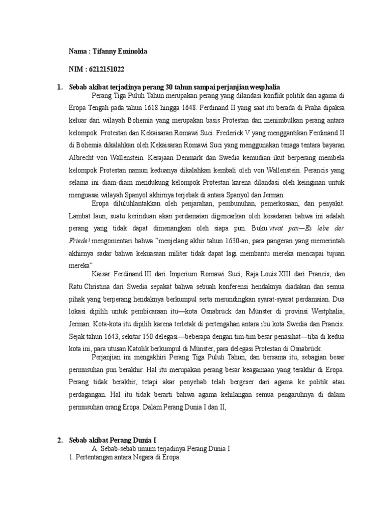 Judul: Perjanjian Westfalen: Mengakhiri Perang 30 Tahun dan Mewujudkan Sistem Hubungan Internasional Modern