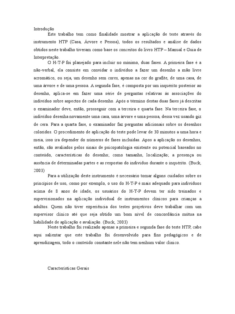 Modelo HTP | PDF | Desenho | Árvores