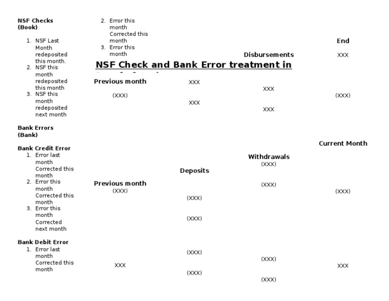 NSF Check and Bank Error Treatment in Proof of Cash PDF