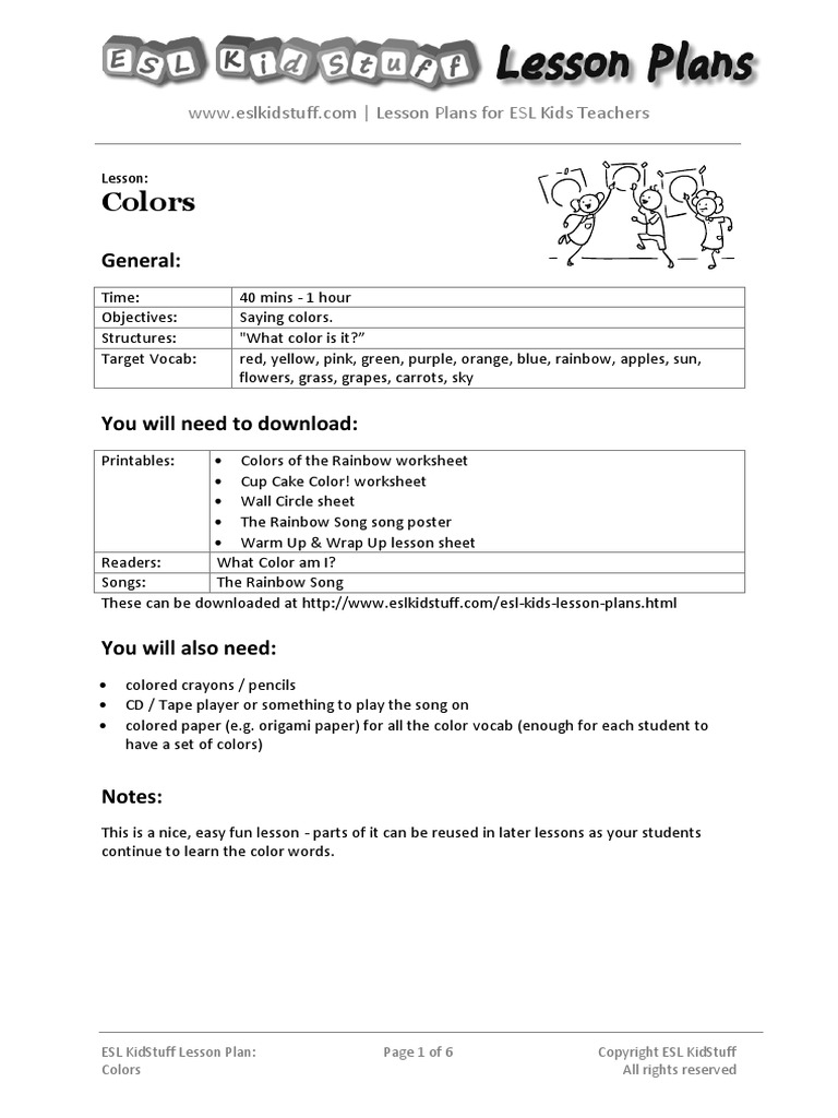 Colors Lesson Plan | Lesson Plan | Classroom