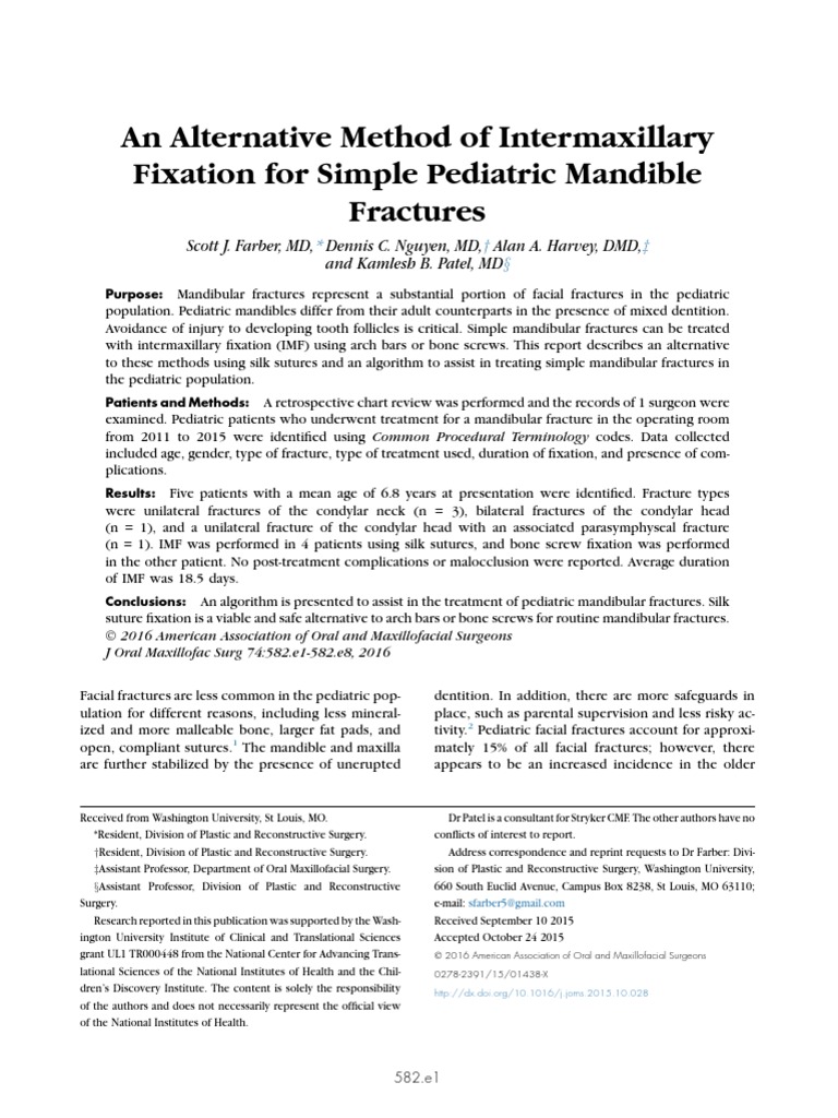 An Alternative Method of Intermaxillary Fixation For Simple Pediatric