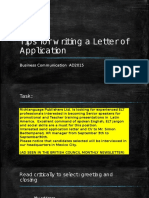 Tips for a Letter of Application