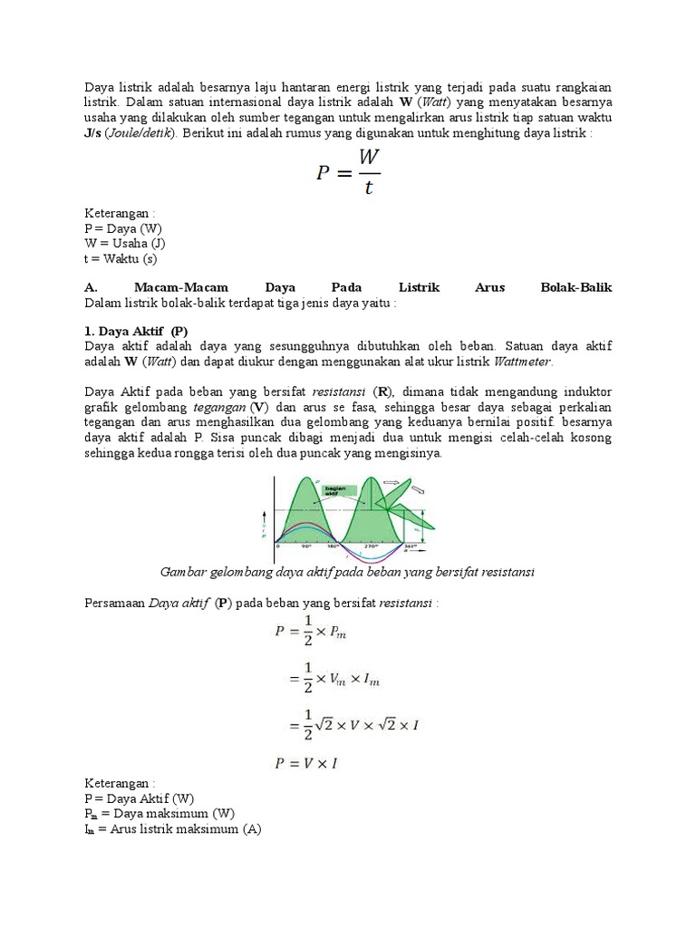 Macam macam Daya Listrik   Macam macam Daya Listrik
