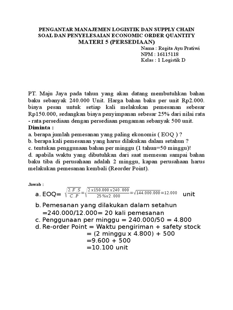 Soal Dan Pembahasan Eoq