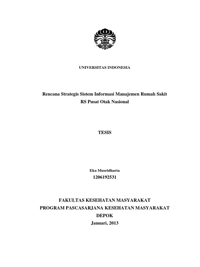 Tesis Rencana Strategis Sistem Informasi Manajemen Rumah Sakit Pdf