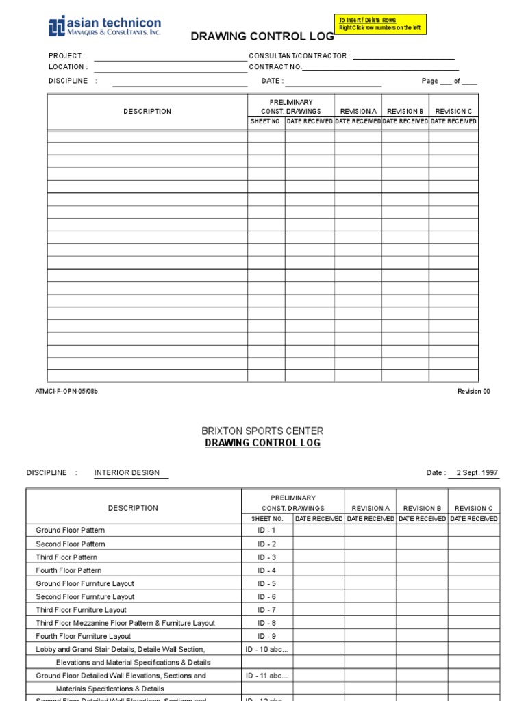 F-OPN-05-08b Drawing Control Log (Construction) (Rev. 00) | PDF | Local ...
