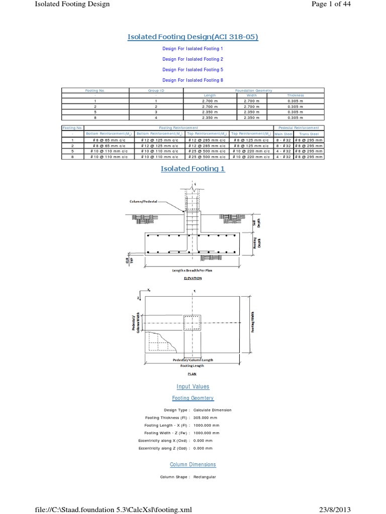 Isolated Footing Design Example | PDF | Column | Strength Of Materials
