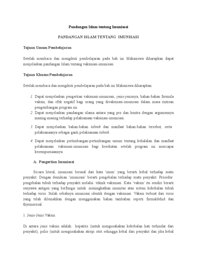 Pandangan Islam Tentang Imunisasi Pdf