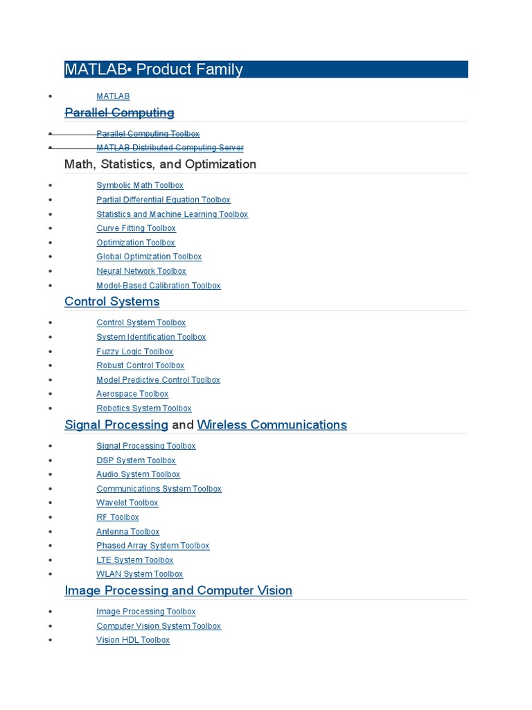 Matlab Tool Box List | PDF | Matlab | Hardware Description Language