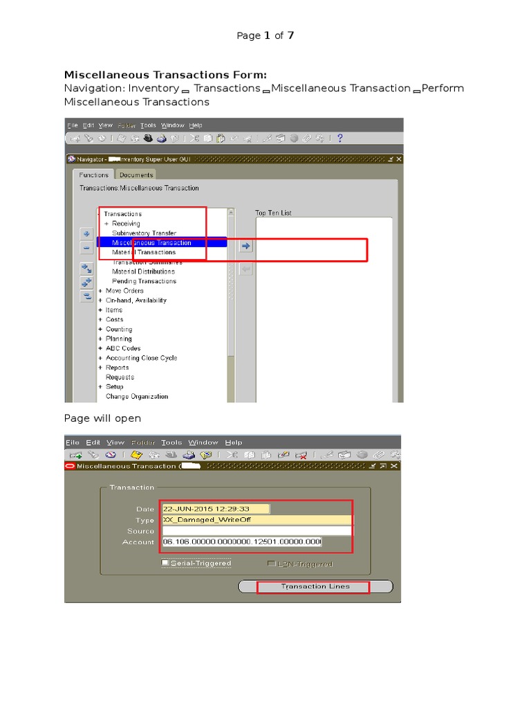 Miscellaneous Transactions Guide | PDF