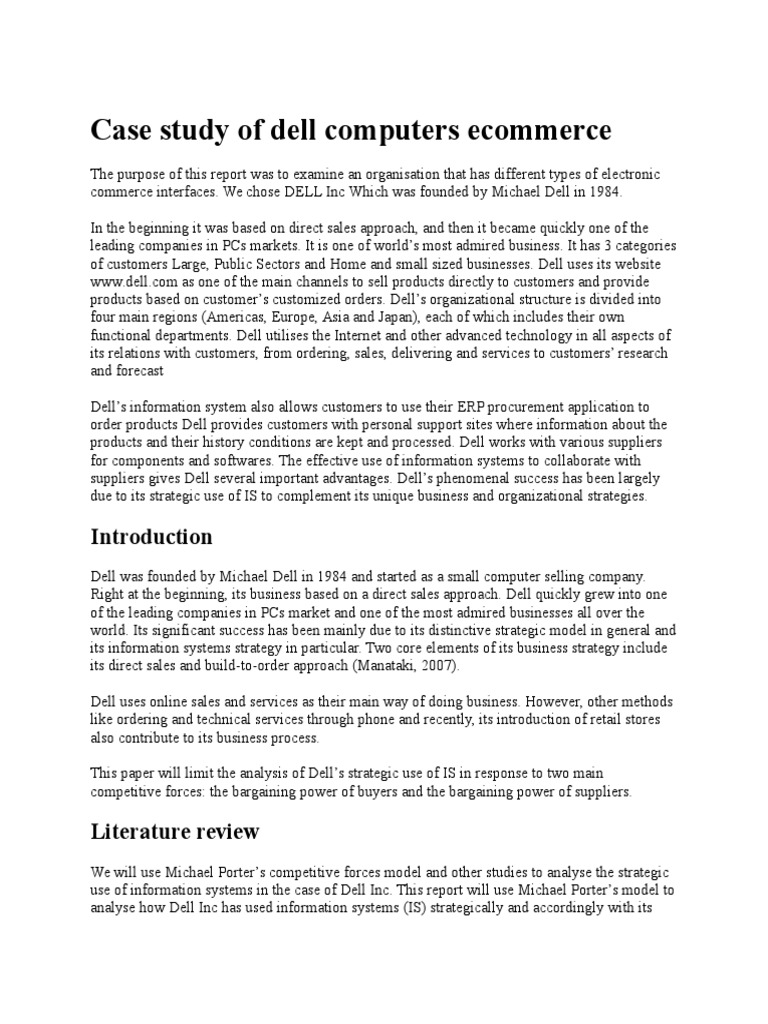Case Study of Dell Computers Ecommerce | PDF | Dell | Strategic Management