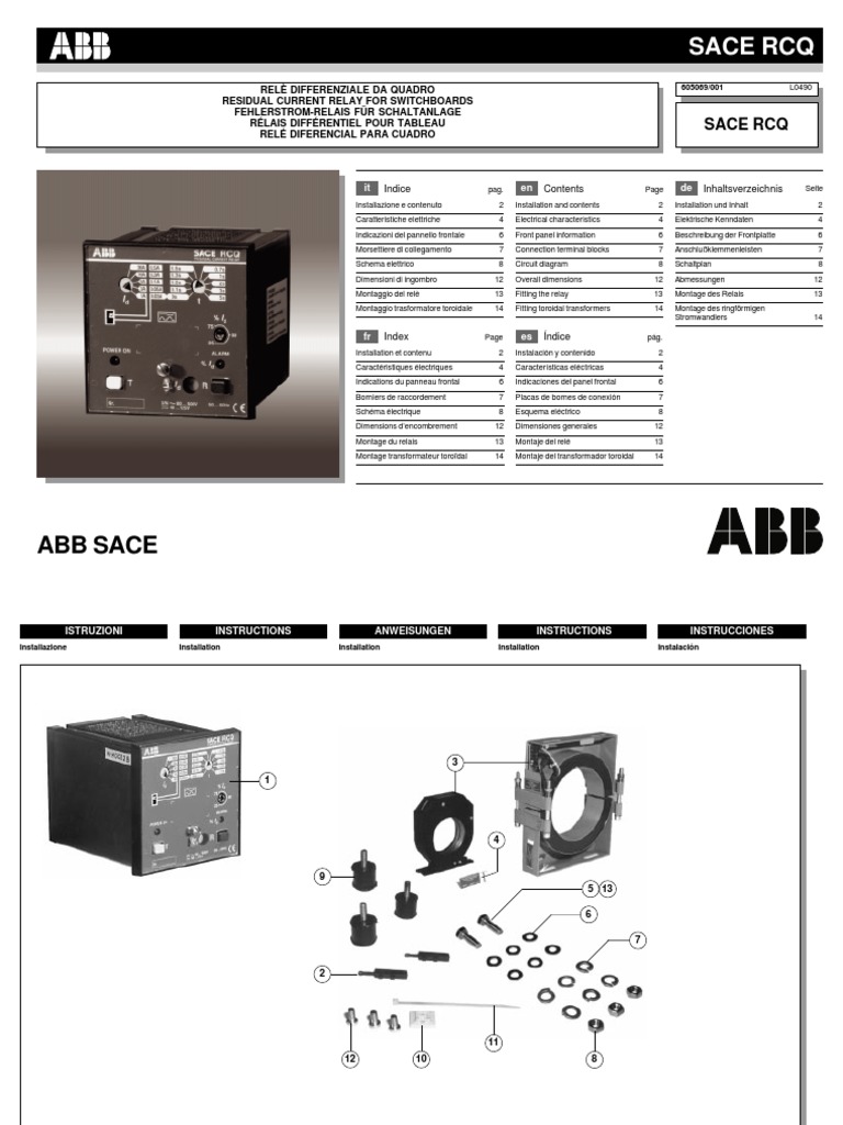 ABB SACE RCQ Differential Relay Guide | PDF | Relay | Electrodynamics
