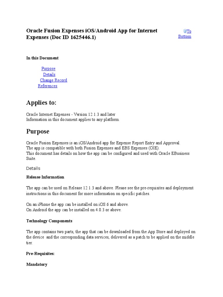 Oracle Fusion Expenses Android | PDF | Mobile App | Ios