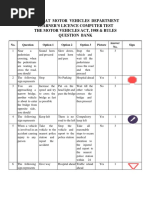 Gujarat Motor Vehicles Department Learner'S Licence Computer Test The Motor Vehicles Act, 1988 & Rules Question Bank