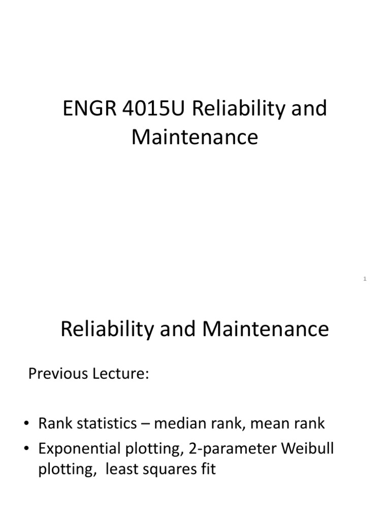 07 Reliability And Maintenance Lecture 7 Pdf Probability Theory