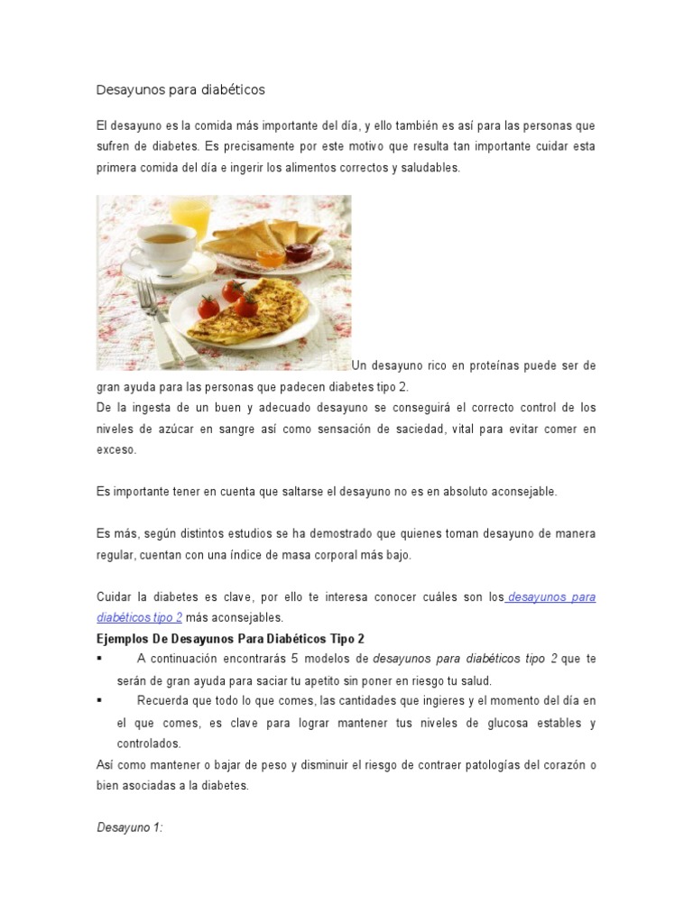 Desayunos para Diabéticos | PDF | Diabetes | Alimentos