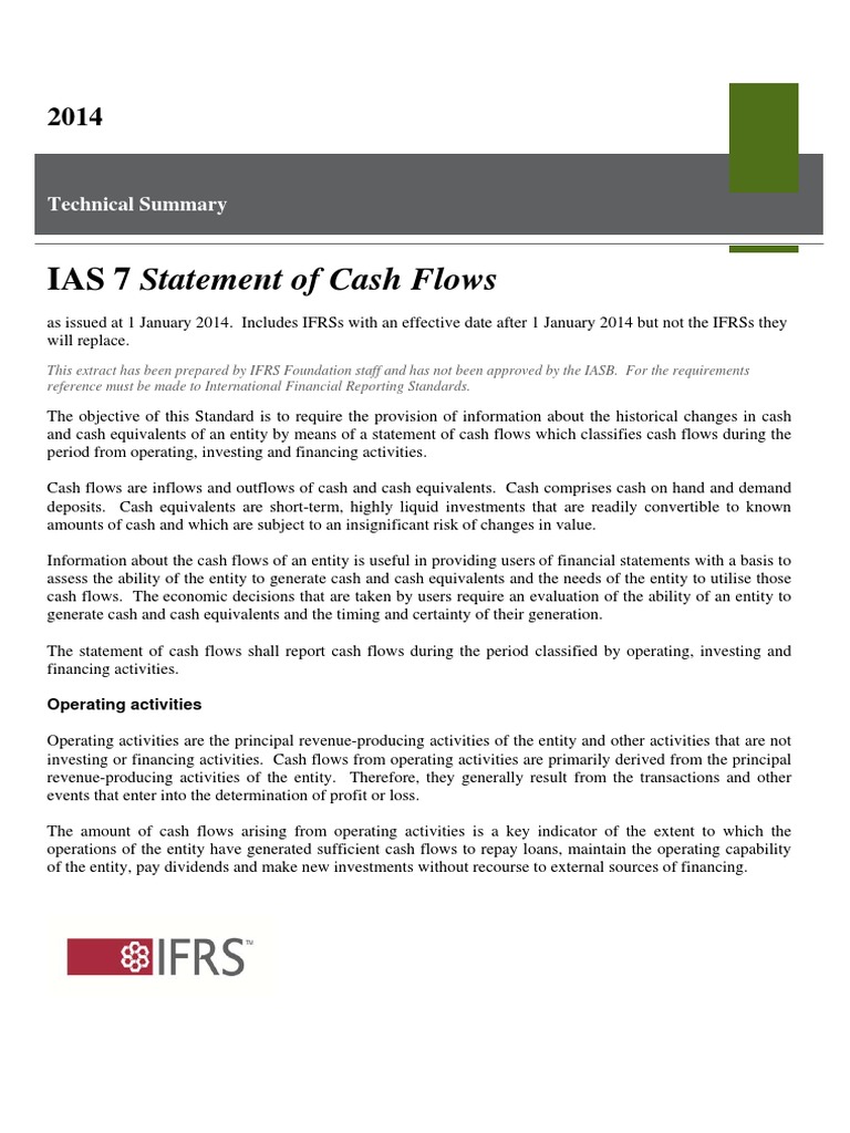 IAS 7 Cash Flow Statement Overview | PDF | International Financial ...