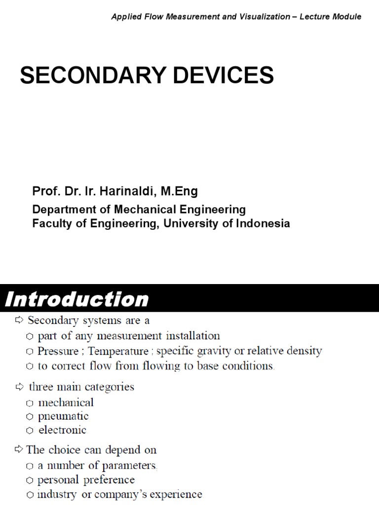 Secondary Devices Prof. Dr. Ir. Harinaldi, M.Eng PDF