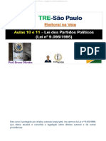 Aulas 10 e 11 - Lei Dos Partidos Políticos - Lei - Nº - 9096 - 1995