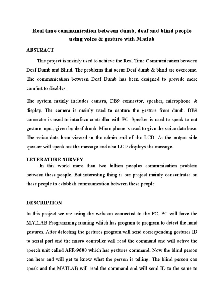 Assistive Tech for Deaf, Dumb, Blind | PDF | Hearing Loss | Gesture
