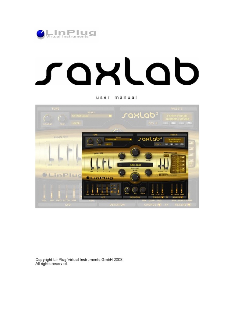 SaxLab Manual 203E PDF | PDF | Cent (Music) | Synthesizer