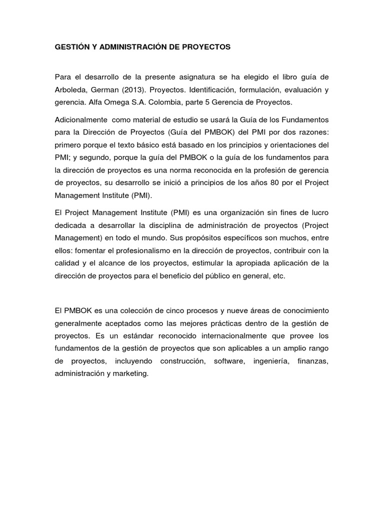 Fundamentos de la Gerencia de Proyectos | PDF | Gestión de proyectos ...