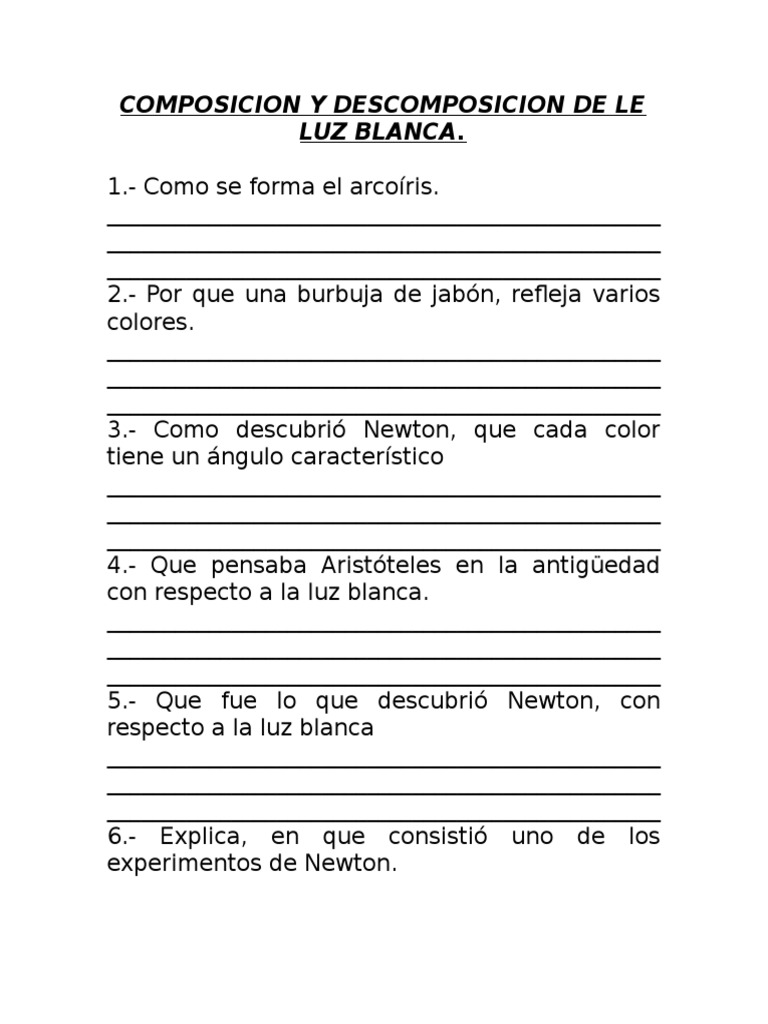 Descomposición de la Luz Blanca | PDF