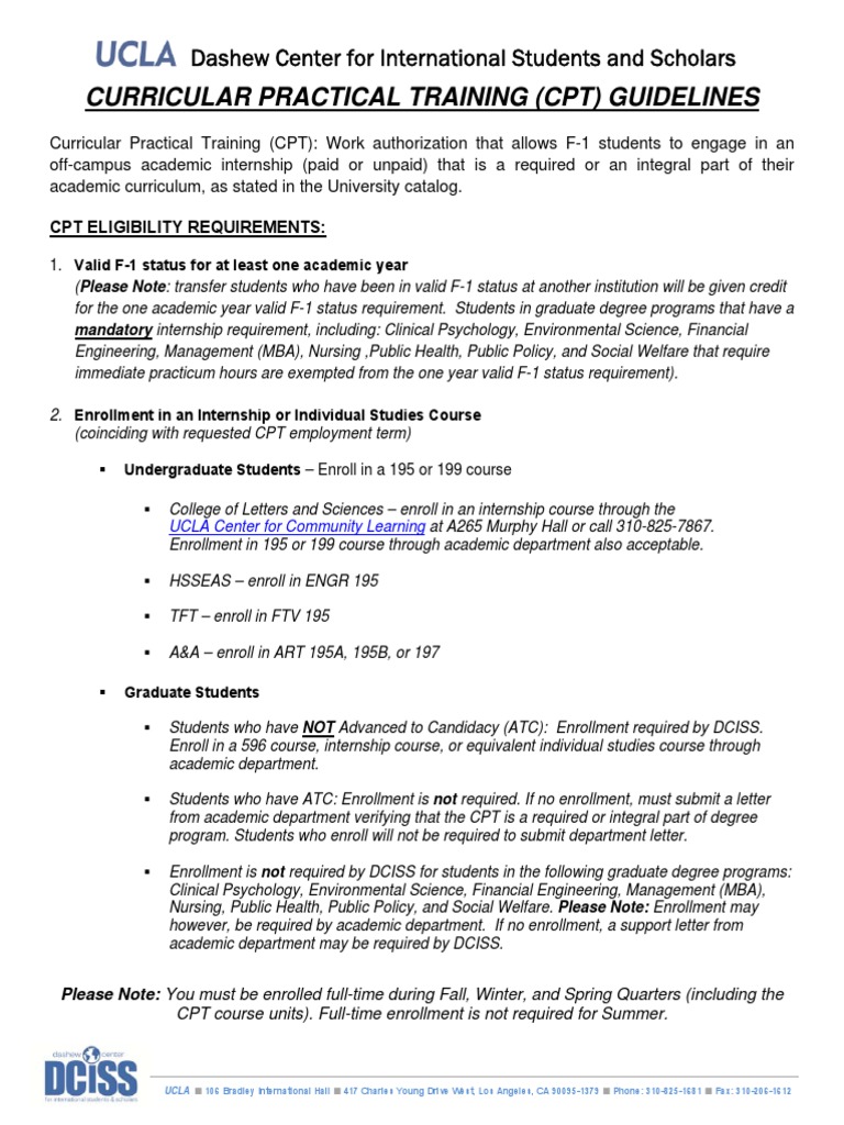 CPT Guidelines PDF Internship Job Hunting