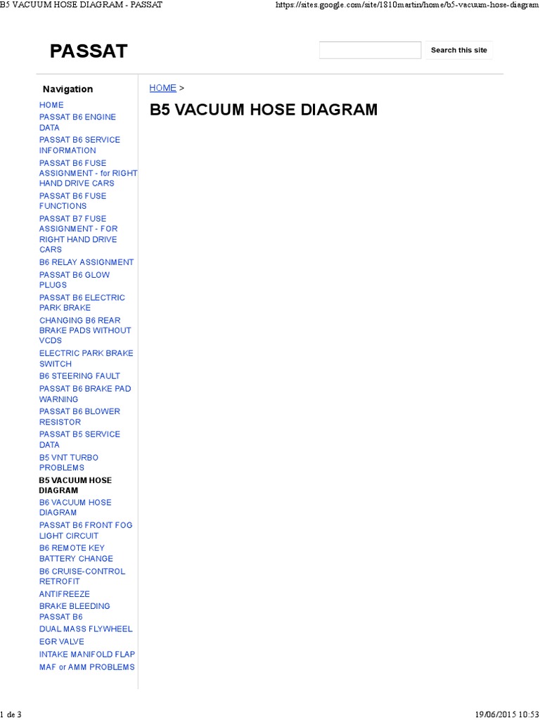 b5 Vacuum Hose Diagram Passat PDF Brake Cars Of Germany