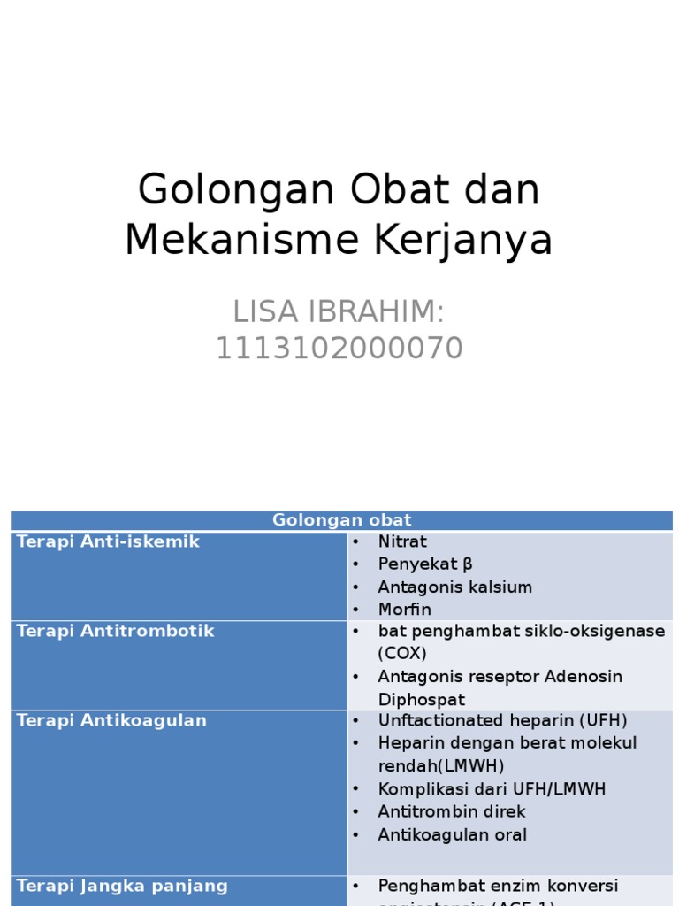 Golongan Obat Dan Mekanisme Kerjanya | PDF