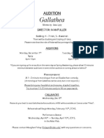 Gallathea Audition Notice