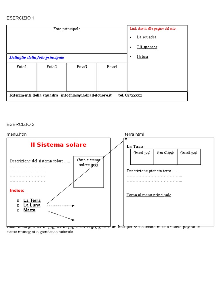 Esercizio HTML Tabelle PDF
