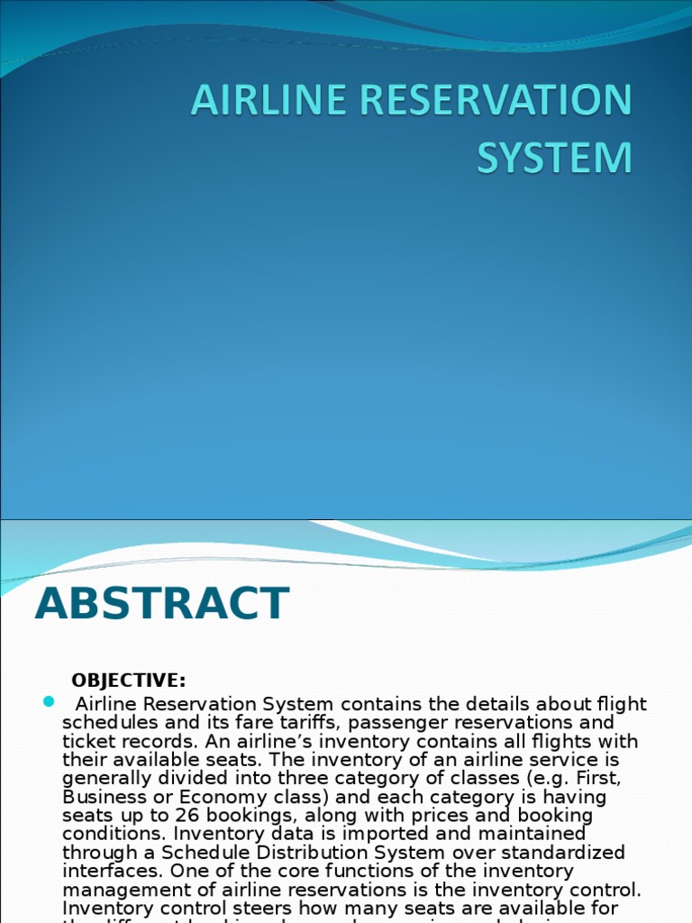 Airline Reservation System Overview | PDF | Use Case | Information ...