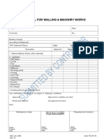 Approval For Walling & Masonry Works: Date: Time