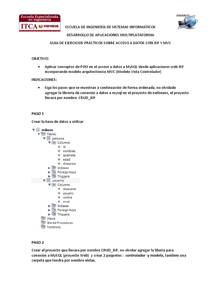 Guia Acceso A Datos Crud JSP | PDF | Páginas del servidor Java | Modelo ...