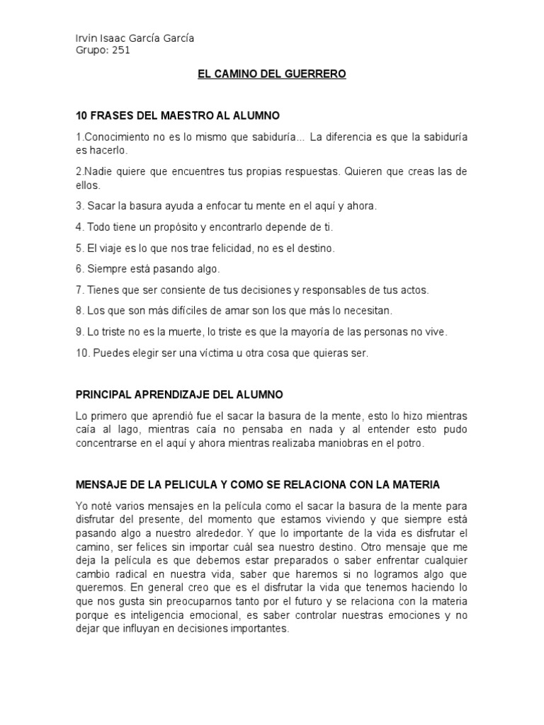 El Camino Del Guerrero | PDF | Relaciones personales, crianza y ...