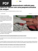 Pesquisadores Desenvolvem Método Para Detectar Câncer Com Uma Pequena Amostra de Sangue