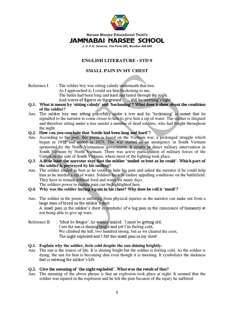 A Small Pain in My Chest Poetry Thorax