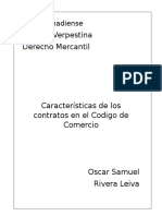 Caracteristicas de Los Contratos en El Codigo de Comercio