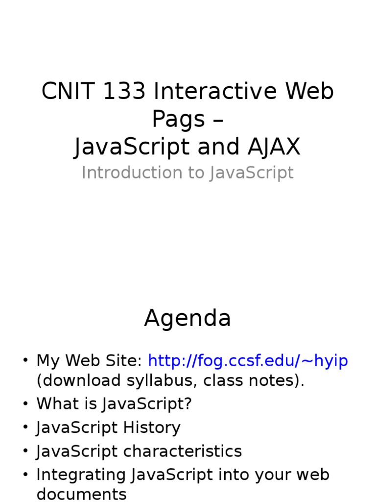 Cnit 133 Interactive Web Pags - Javascript and Ajax | Download Free PDF ...