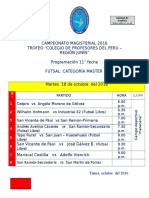 Campeonato Magisterial 2016 - Programación 11° Fecha Final de Futsal Master