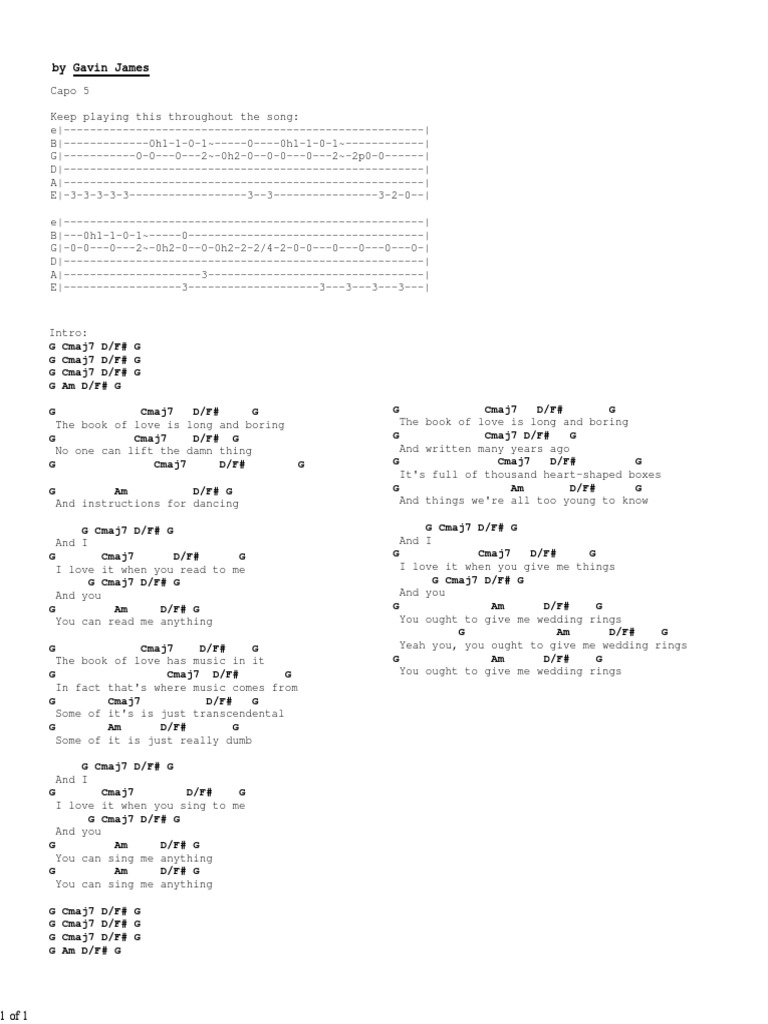 The Book of Love Tab by Gavin James PDF