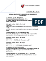 Grado Absoluto y Relativo de Monomio y Polinomio