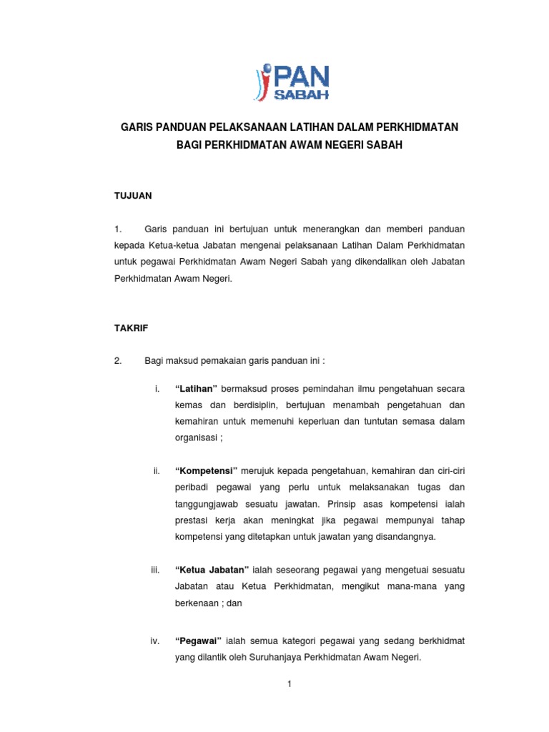 Garis Panduan Pelaksanaan Latihan Dalam Perkhidmatan Pdf