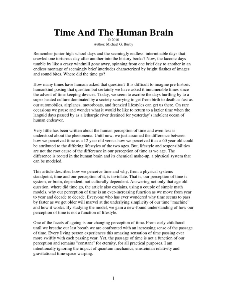 Time and The Human Mind | PDF | Neuropsychology | Behavioural Sciences