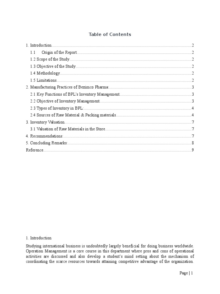Inventory Management of Beximco Pharmaceuticals Limited | PDF | Invoice ...