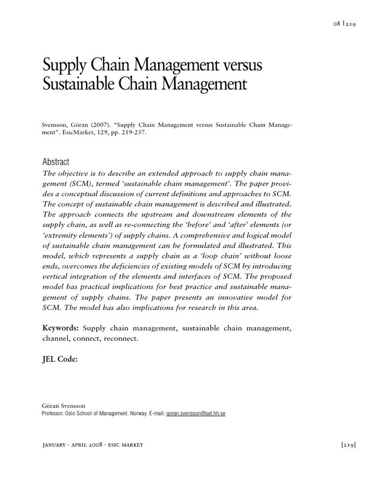 Supply Chain Management Versus Sustainable Chain Management | PDF ...