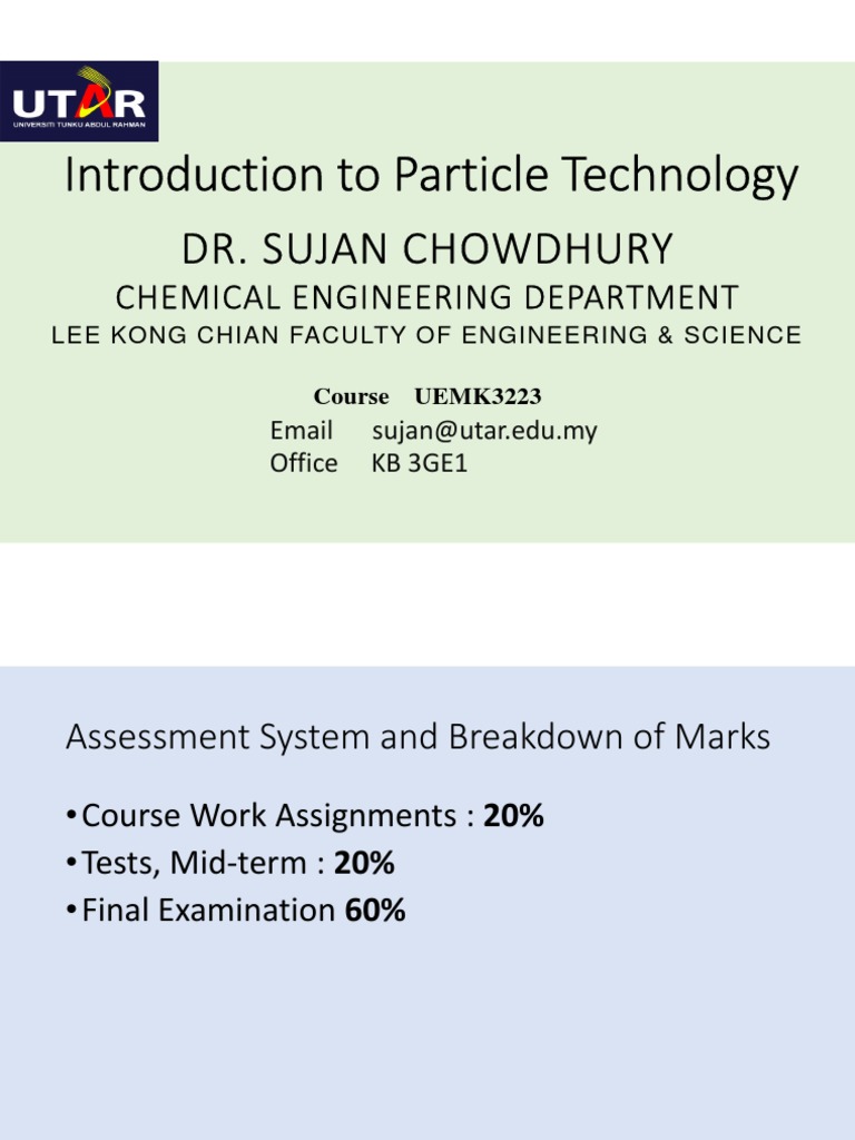 Introduction To Particle Technology: Dr. Sujan Chowdhury | PDF ...