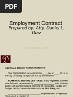 Employment Contract: Prepared By: Atty. Daniel L. Diaz