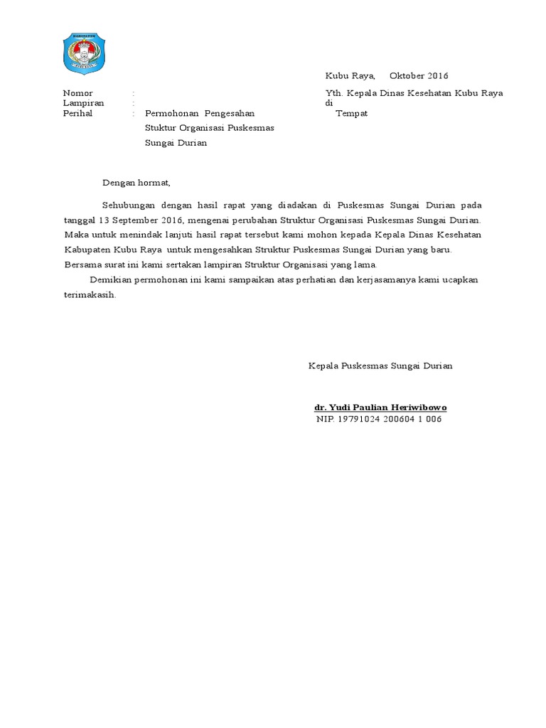 Surat Permohonan Pengesahan Struktur 